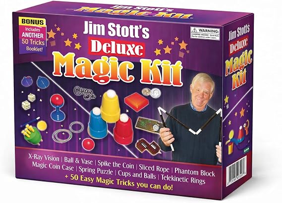 Deluxe Magic Kit for Kids Ages 512 Deluxe Beginner Magic Set with Easy Tricks, Step-by-Step Instructions & Classic Props | Fun Gift for Boys & Girls | Jim Stott Magic