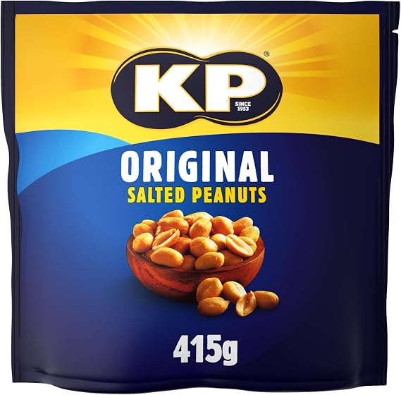 KP Nuts ORIGINAL SALTED Peanuts, 415g Share Pack - Roasted until golden for the perfect KP taste and crunch. Source of protein and high in fibre.