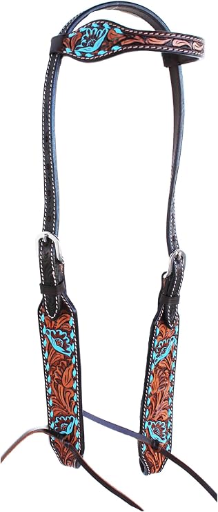 CHALLENGER Horse Western Floral Tooled Laced One Ear Browband Tack Bridle 78HR Headstall Floral