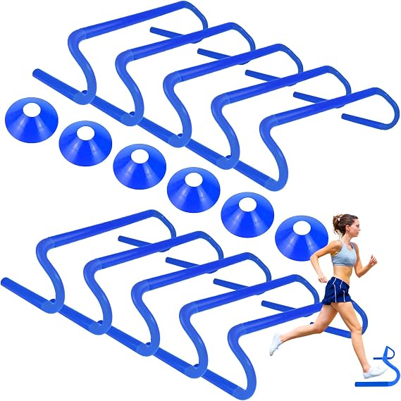 10 Pcs 6" Speed Agility Training Hurdles with 6 Marker Cone Durable Training Hurdle Agility Plyometric All Purpose Speed Hurdle Equipment for Athletes Soccer Basketball Football Practice