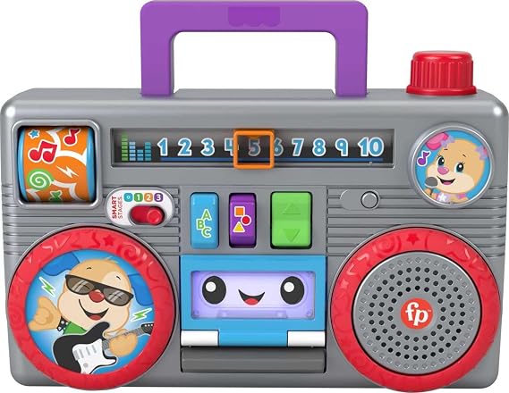 Fisher-Price Laugh & Learn Busy Boombox Baby Toy | Musical Learning Toy, Activity Board, Retro Pretend Play, Infants & Toddlers Ages 6+ Months