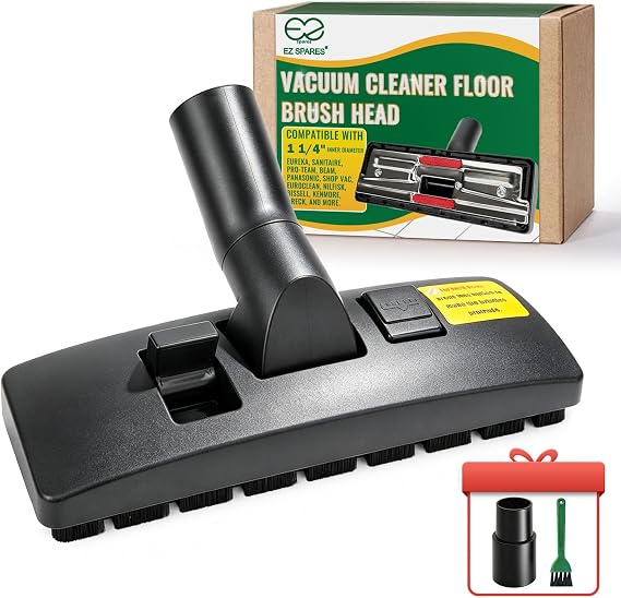 EZ SPARES 1-1/4" Vacuum Brush for Hardwood & Carpet | Universal 2-in-1 flip head. Fits Hoover, Eureka, Rainbow, Shop Vac, Bissell, Kenmore & most brands via included adapter.