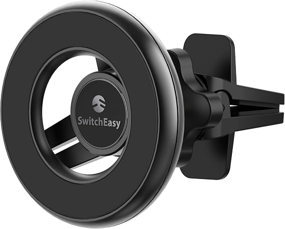 SWITCHEASY Magnetic Car Phone Holder - MagMount, Universal 360 Rotation Strong Magnet Car Phone Mount for Dashboard Compatible with Phone 15/14/13/12/11, Samsung - Bracket Type, Black