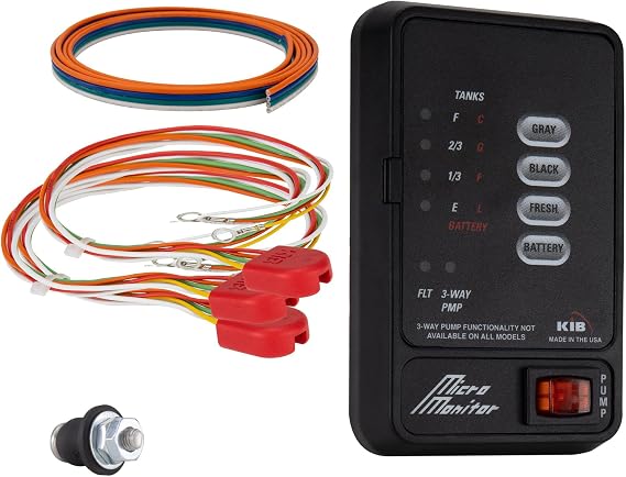 RecPro RV Tank Sensor Monitor Panel M21 | KIB Replacement | Includes Wire Harness Kit | Fresh Water or Holding Tank Level Sensor (Black)