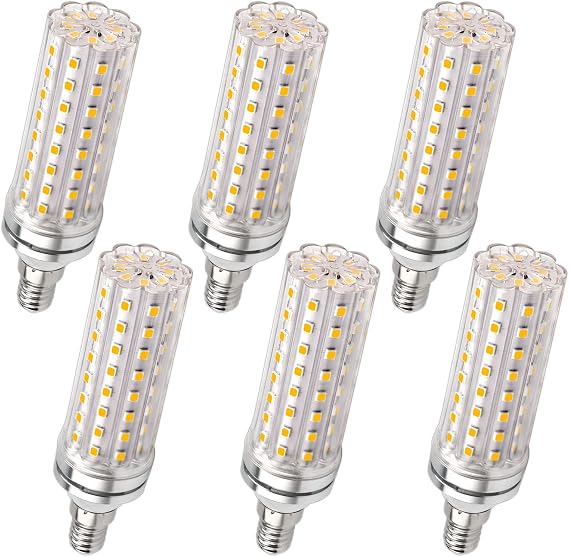 SCNNC E14 Corn LED Light Bulb 12W, 220-240V, Not Dimmable, 1200LM Cool White 6000K, 100W Incandescent Bulbs Equivalent, E14 LED Corn Bulb Chandelier,