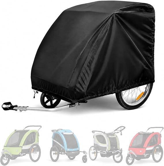 Bicycle Trailer Cover for Klarfit Trailer King 210D Oxford Fabric Outdoor Protective Cover Rain Resistant Dustproof UV Protection Windproof 