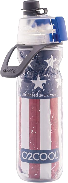 O2COOL Mist N Sip 20 oz Misting Reusable Sports Water Bottle Patriot
