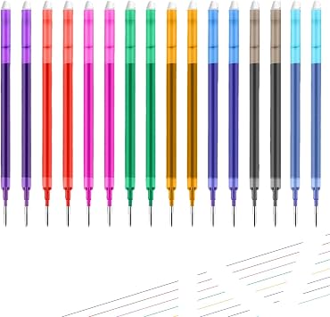 0.7 mm Erasable Gel Ink Pen Refills Compatible with Frixion Friction, Smooth Writing Multicolor Retractable Fine Point Pen Refill for School Office Home Art 8 Colors, 16