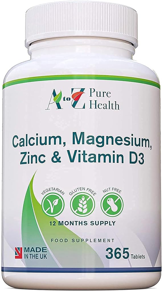 Calcium, Magnesium, Zinc & Vitamin D Supplement | Premium Multi-Vitamin Supplement | 365 Easy to Swallow Tablets (1 Year Supply) | Multimineral with Calcium Immune Booster |Osteo Supplements