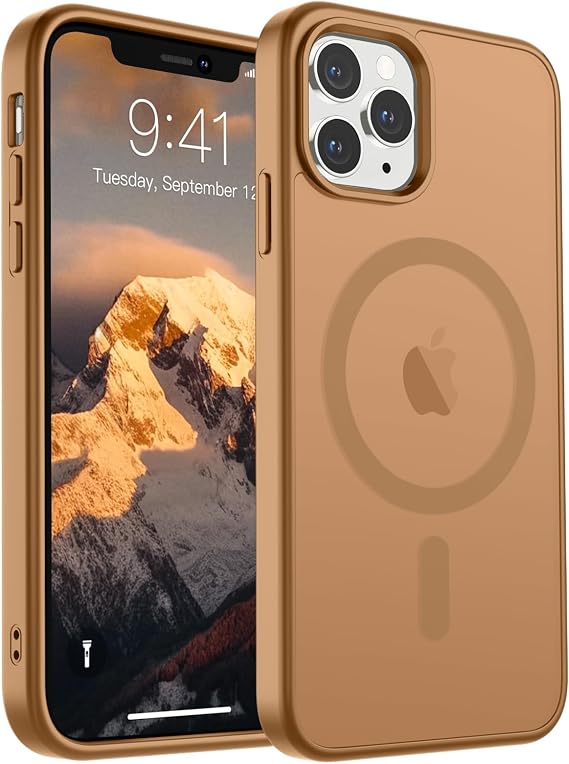 SUPFINE Magnetic for iPhone 11 Pro Max Case Brown | (Compatible with MagSafe)(Military Grade Drop Protection)Shockproof Translucent Matte Phone Cover