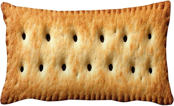 Biscuit Lover 12x20 Inch Funny Throw Pillow Cover,Soda Cracker Cookie Foodie Baking Food Themed Decorative Cushion Case,Home Room Bed Decor Kid Gift Novelty Candy Snack Soft Lumbar Pillowcase