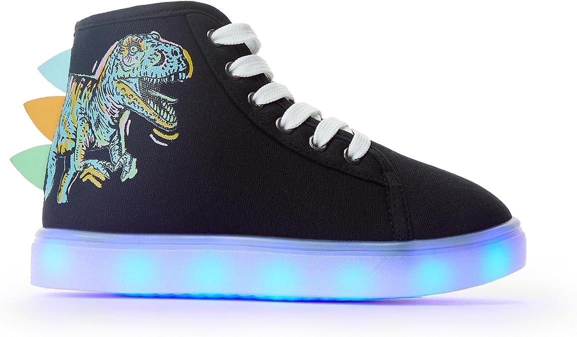 FabKids Girls Boys Light Up Shoes Fashion High Top Sneakers Cute Print Footwear for Toddler Little Kid Big Kid