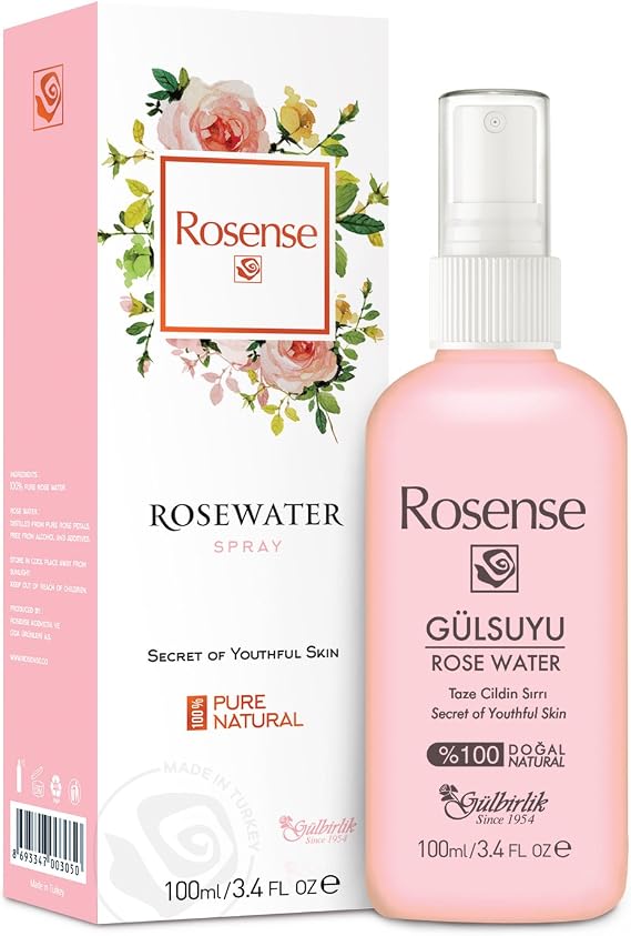 100% Pure Natural Vegan Turkish Rosewater Hydrating Face Mist/Rose Water Face Toner (No Additives, No Chemicals, No Preservatives) 100mL/3.4 Oz