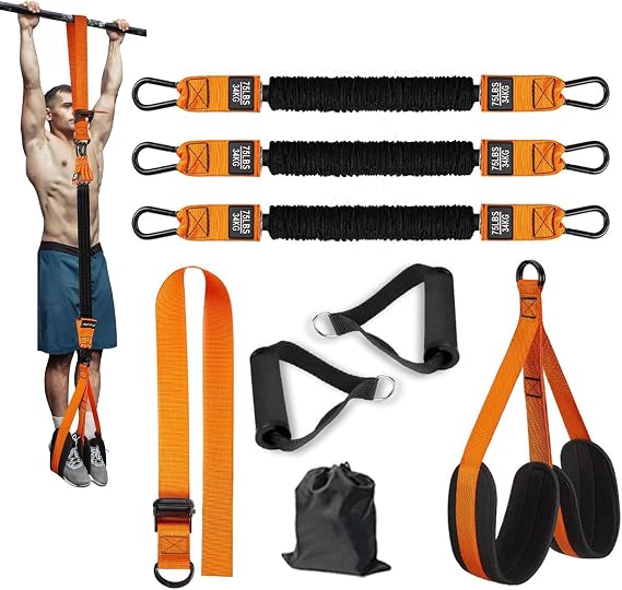 Pull Up Assistance Bands, 8 PCS Heavy Duty Resistance Band for Pull Up Bar, Pulls Ups Bands Set Adjustable Weight/Size with Feet/Knee Rest for Upper Body Strength, Muscle Building(225 LBS)