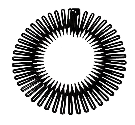 CARAVAN Full Circle Spring Head Band Comb In Classic Black With Deep Teeth And Closure