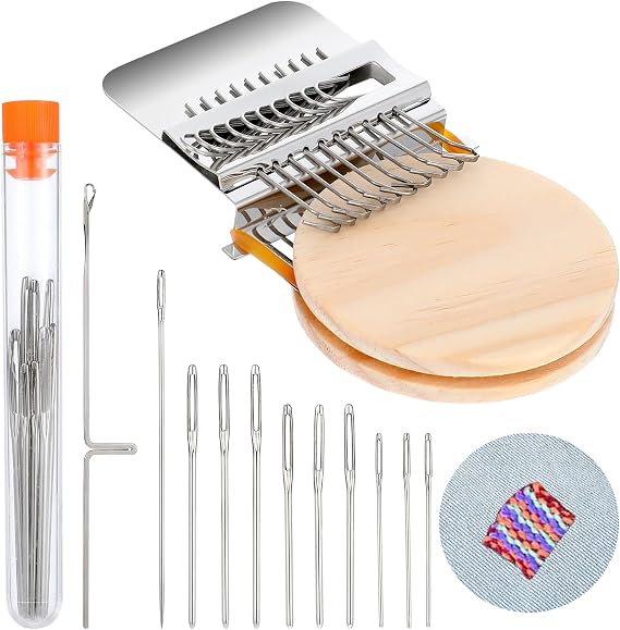 Mini Loom Machine, Small Weaving Loom, Speedweve Darning Mini Loom Kits, Small Loom Speedweve Type Weave Tool, Wooden Speedweve Darning Loom Type Weave Tool for Mending Jeans Socks Clothes