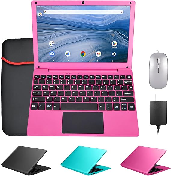 Mini 10.1" Android 12 Laptop.Allwinner A133 CPU Android 12 OS 2GB RAM 64GB EMMC HD IPS Screen 1280x800 Pixel 0.3MP Camerapink