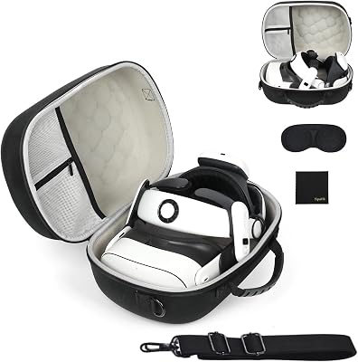 Hard VR Case for Meta Quest 3S3, VR Headset & Touch Controllers, Shockproof Protective Case Compatible with Quest 3S3 Elite Strap & Accessories, Travel Carrying Case Black with Shoulder Strap
