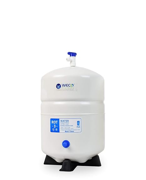 Pressurized Water Storage Tank - Reverse Osmosis Water Tank with Stainless Steel Connections and Ball Valve - Water Filtration System Storage Tank 3.0 Gal & appx. 1.8 gal Usable Capacity (ROT-3-W)