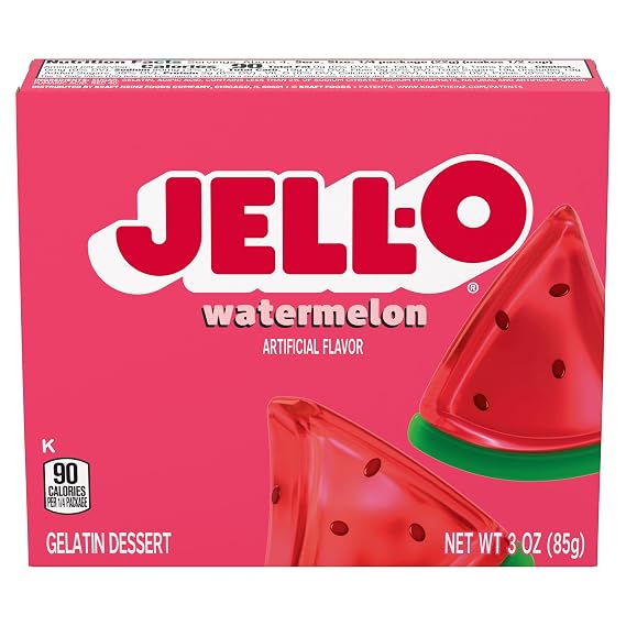 Jell-O Gelatin Dessert Mix, Watermelon Tropical Fruit Flavor, Easy Fruit Gelatin for Desserts, Snacks & Party Treats, 3 oz (Pack of 1)