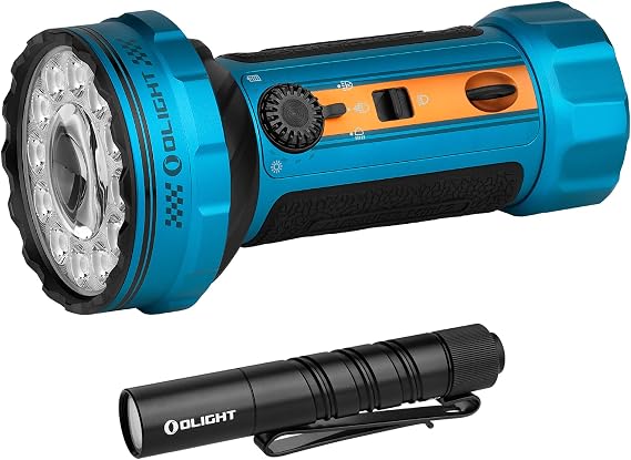 OLIGHT Marauder Mini 2 Bright Flashlight 10,000 Lumen with 750 Meters Beam Distance Bundle with I3T 2 EOS Pocket EDC Flashlight, 200 Lumens Compact Bright Handheld Flash Lights