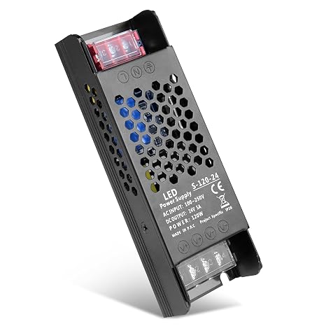 24V 120W Power Supply, AC 100-250V to DC 24V 5A LED Power Supply, Switching Power Supply Transformer, LED Driver for LED Strip Lights, CCTV Cameras, 3D Printers and Low Voltage Devices