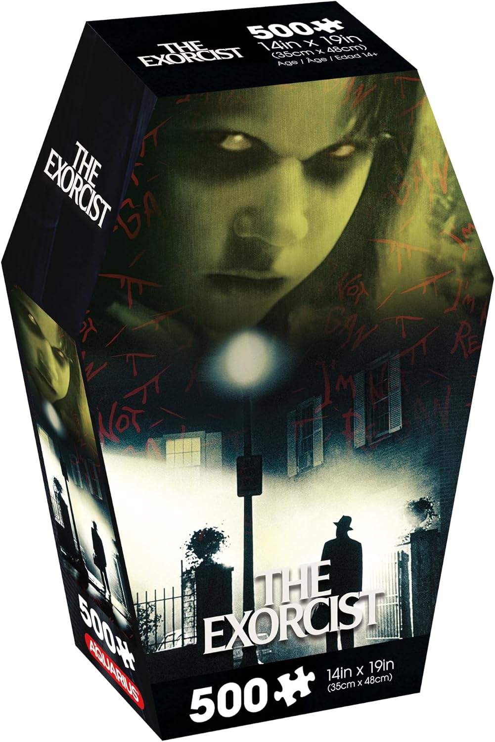 AQUARIUS The Exorcist 500pc Puzzle Coffin Box 500 Piece Jigsaw Puzzle - Glare Free - Precision Fit - Officially Licensed Exorcist Merchandise & Collectibles - 14x19 Inches