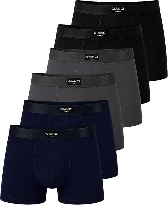 Gianci 6 Pack Mens Boxers Shorts Multipack | Breathable Cotton Boxer Shorts for Men with No Itchy Label | Soft & Flexible Mens Underwear | Skin-Friendly Perfect for Daily Use & Sports