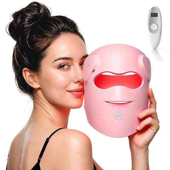 Red Light Therapy Mask,850nm NIR,Red/Blue Led Light ,Cordless ,280 LEDs | 9 Modes LED Face Mask Light Therapy,4D Facial Fit,Full Face Coverage Red Light Mask,Home&Travel Use,Gift for Women Wife Mom