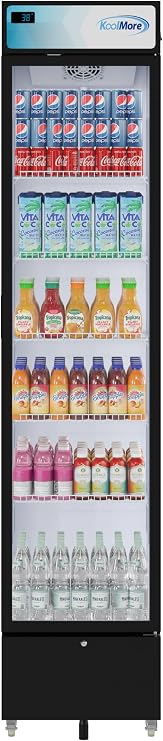 KoolMore 17 in. Slim Commercial Merchandiser Display Refrigerator 7 Cu. Ft. in Black, ETL Listed (KM-MDR-17S)