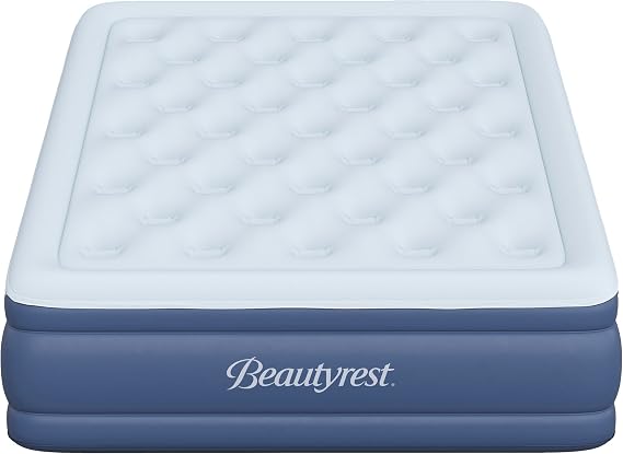 Beautyrest Supreme Air, Cal-King Size Air Mattress with Built-in Pump, Raised Inflatable Bed, Puncture-Resistant Vinyl, Auto Shut-Off, 650lb Support, Guest Bed, Camping Airbed,
