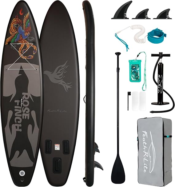 FEATH-R-LITE Inflatable Ultra-Light Stand Up Paddle Board for All Skill Levels Included with SUP, Adj Paddle, Pump, Backpack, Leash