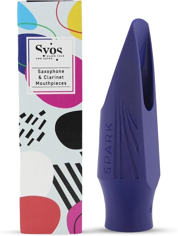 Syos Tenor Saxophone Mouthpiece Spark Model, 8 Tip Opening, Phantom Blue - Bright Sound, Powerful Projection, High Step Baffle, Easy-To-Play, Perfect for Funk & Rock, Made in France