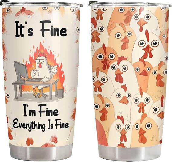 Funny Chicken Tumbler 20oz Insulated Stainless Steel Coffee Travel Mug Gift
