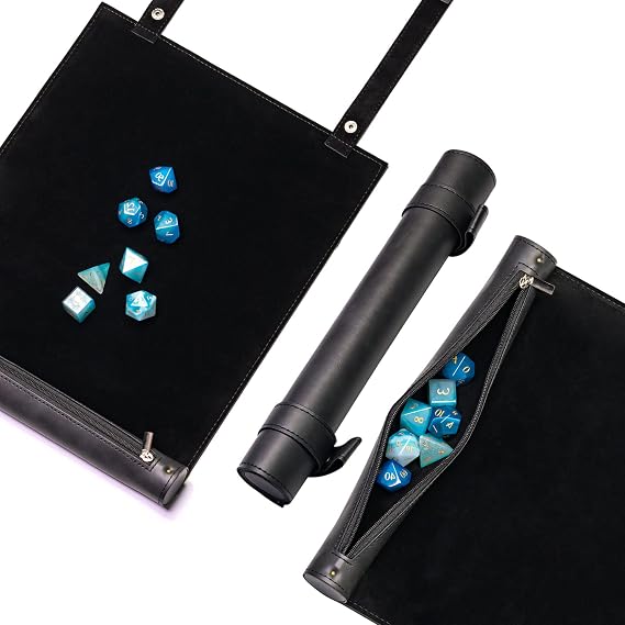 Cusdie 2 in 1 Dice Rolling Mat & Zippered Dice Holder Dice Tray