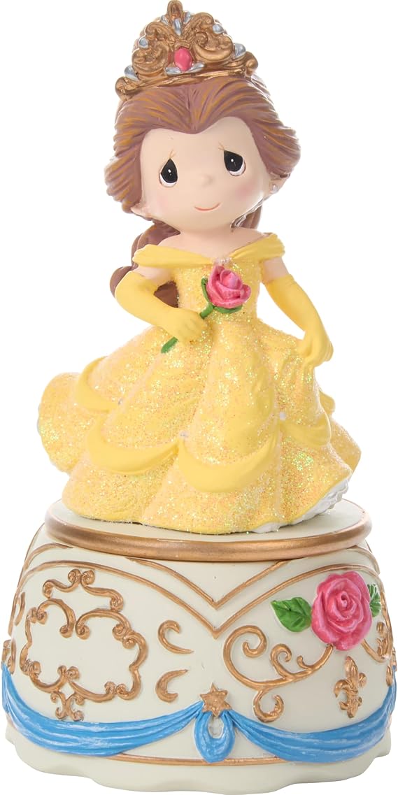 Precious Moments Disney Beauty and the Beast Belle Covered Trinket Box, 4.75 Inch, Multicolor
