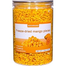 MOCKRAND Freeze Dried Diced Mango No Sugar Added 7.05OZ,Freeze Dried Fruit, Dried Mangoes, Fruit Snacks, Ideal for Infusing Drinks, Baked Goods,Travel, Smoothie, Yogurt, Holiday Gifts