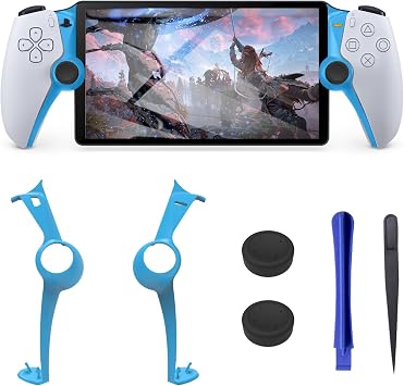 DLseego 1 Pair Handheld Decorative Trim Shell Suitable for PS Portal Remote Player, ps5 Edge Controller DIY Replacement Clip Shell, Including Tool Kit and 2 Thumb Grips, Blue Plates Cover