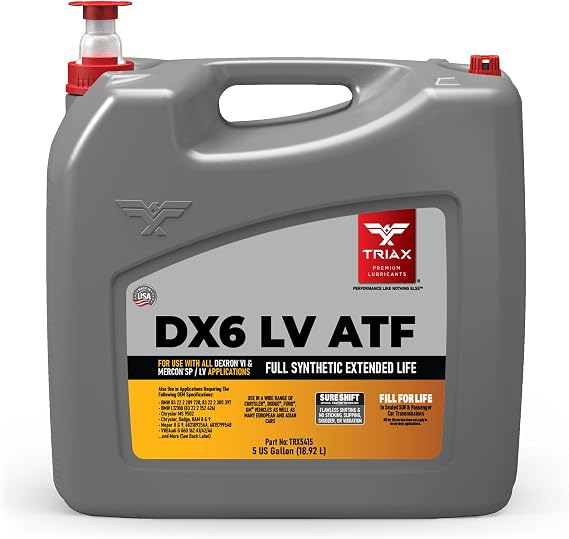 TRIAX DX6 LV ATF - Compatible with Dexron VI and Mercon SP/LV Applications - Full Synthetic, OEM Grade, Low Viscosity, Fill for Life Automatic Transmission Fluid (5 Gallon)