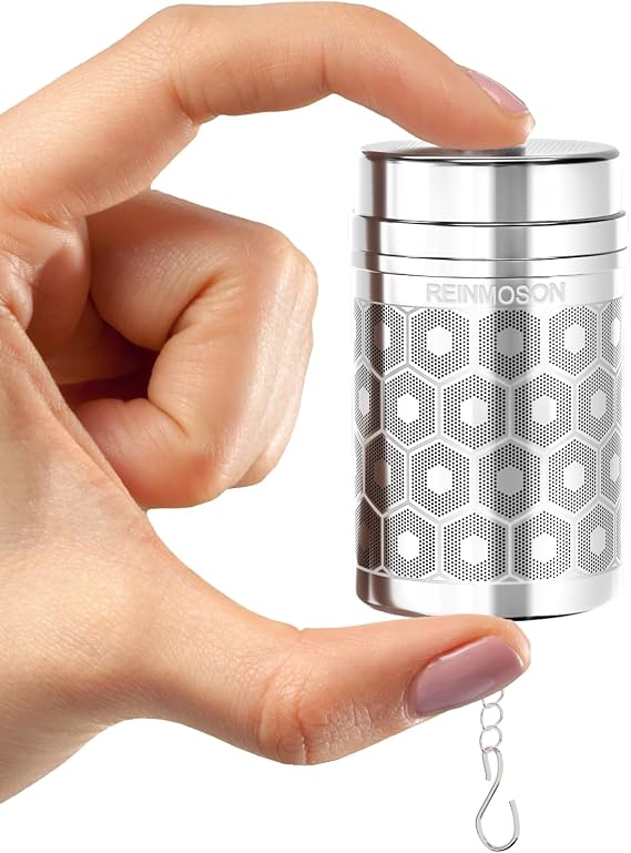 Reinmoson Mini Tea Strainer for Loose Tea Fine Mesh Tea Infuser 1.2x2.2 | 304 Stainless Steel Tea Ball for Loose Leaf Tea, Updated Slim Threaded Lid, Tea Steeper for Cup, Mug, Teapot, Kettle, Bottle
