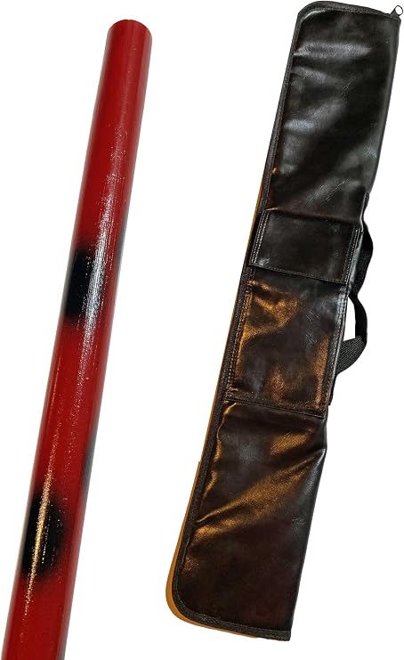 Kali Arnis Escrima Stick Set Black/Red with Weapon Bag 65 cm Rattan Stick Polished Varnished