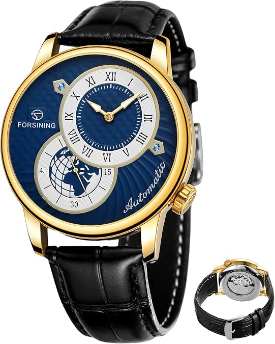 Men' S Mechanical Watch Fashion Double Dial Automatic Winding Men Wristwatches Sport Genuine Leather Clock for Man