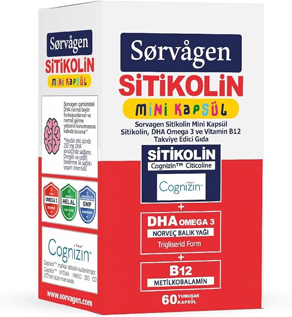 SORVAGEN MİNİ KAPSÜL SİTİKOLİN, DHA OMEGA 3 VE B12-60 kapsül