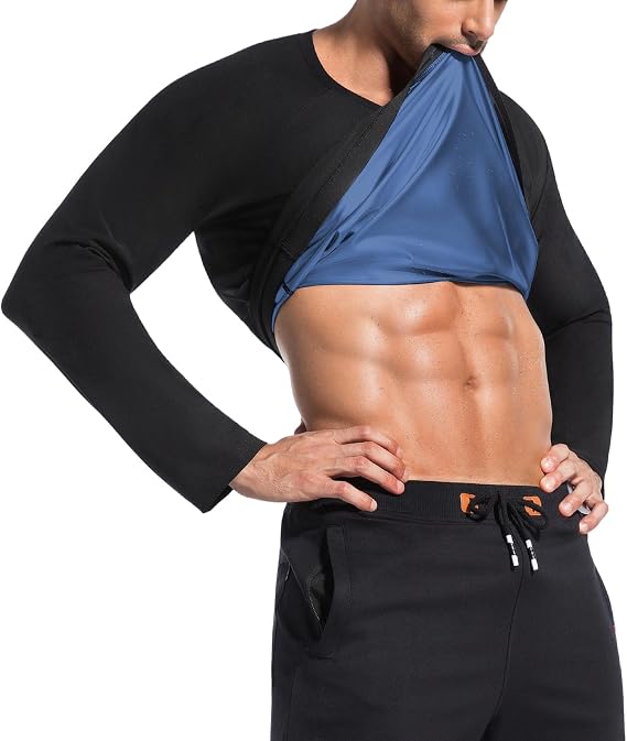 Sauna Sweat Suit for Men Weight Loss Heat Trapping Workout Waist Trainer Compression Long Sleeve Sweat Sauna Shirt