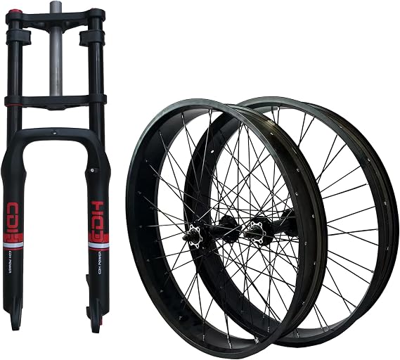 Bicycle Air Suspension Fork 26"*4.0" Fat Tire Snow Bike with 135 * 170mm Front & Rear Wheel Set