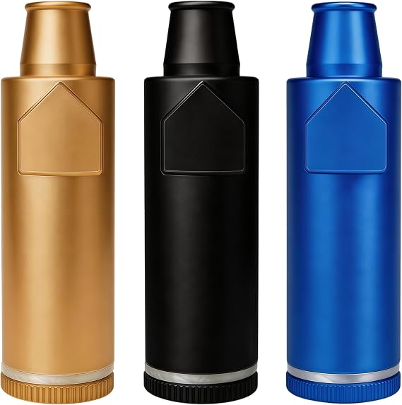 OakMsOik Metal Ieak-proof Bottle (3nd Generation Upgrade Version) (Black Blue Gold)Portable Pepper Shaker (3 pack)