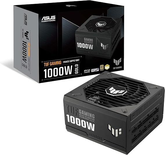 ASUS TUF Gaming 1000W Gold (1000 Watt, ATX 3.1 Compatible Fully Modular Power Supply, 80+ Gold Certified, Military-Grade Components, Dual Ball Bearing, Axial-tech Fan, PCB Coating, )