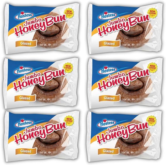 Hostess Jumbo Honey Bun Snack Cakes 4 oz Pack of 6 (Jumbo Glazed Honey Bun)