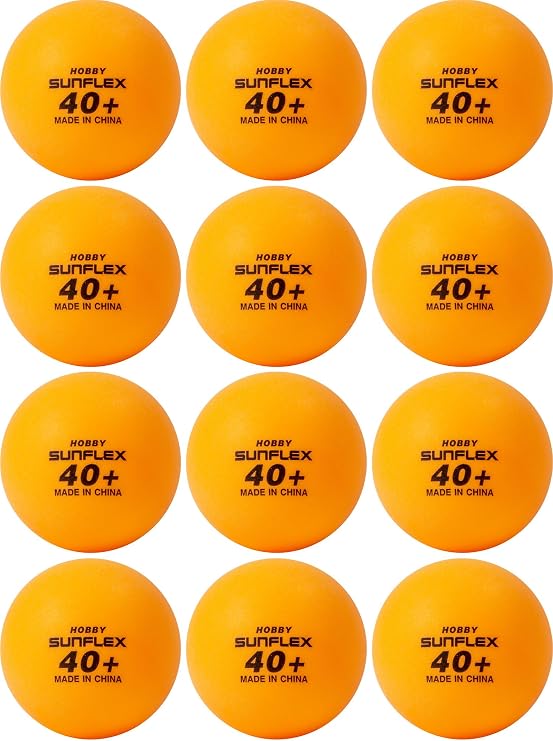 Sunflex Hobby Table Tennis Balls - Pack of 12 Ping Pong Balls - Plastic 40+ Table Tennis Pack of Training Balls - Available in Two Colors White and Orange