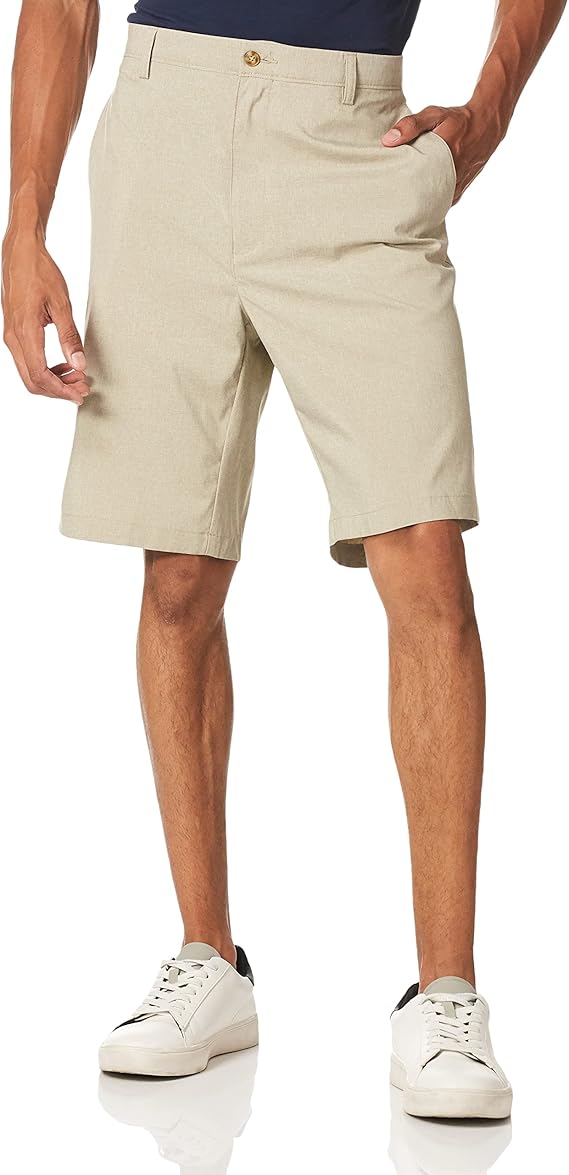 PGA Tour Men's Flat Front Heather Golf Short with Active Waistband